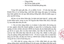 TĂNG CƯỜNG CÔNG TÁC PHÒNG, CHỐNG DỊCH COVID-19 TRƯỚC, TRONG VÀ SAU TẾT NGUYÊN ĐÁN NHÂM DẦN 2022